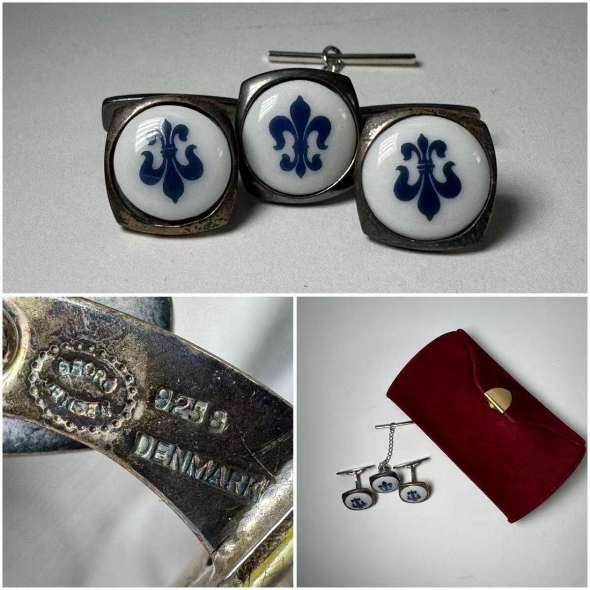 AS248 Georg Jensen x ROYAL COPENHAGEN ジョージ・ジェンセン ロイヤルコペンハーゲン 925S カフス ヴィンテージ拍卖