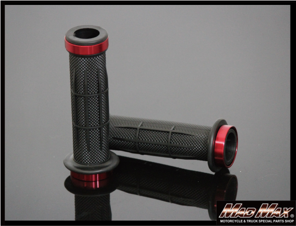 MADMAX 貫通タイプ 7/8インチ(22.2mm)アルミ&ラバー ハンドルグリップ レッド (MM05-0132-RD)拍卖