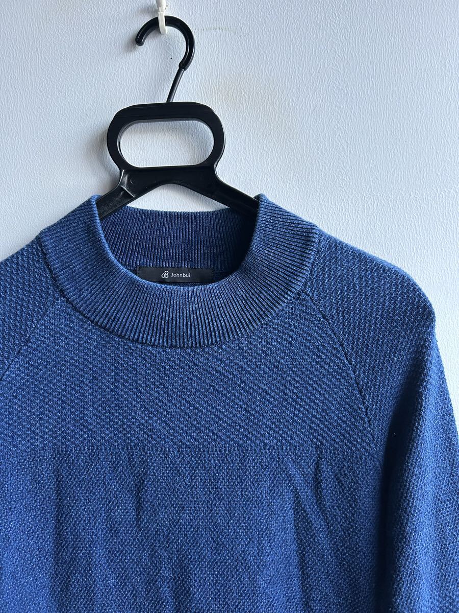 【美品】Johnbull サーマル ニット メンズ M インディゴ 紺 コットン100% クルーネック ジョンブル 拍卖