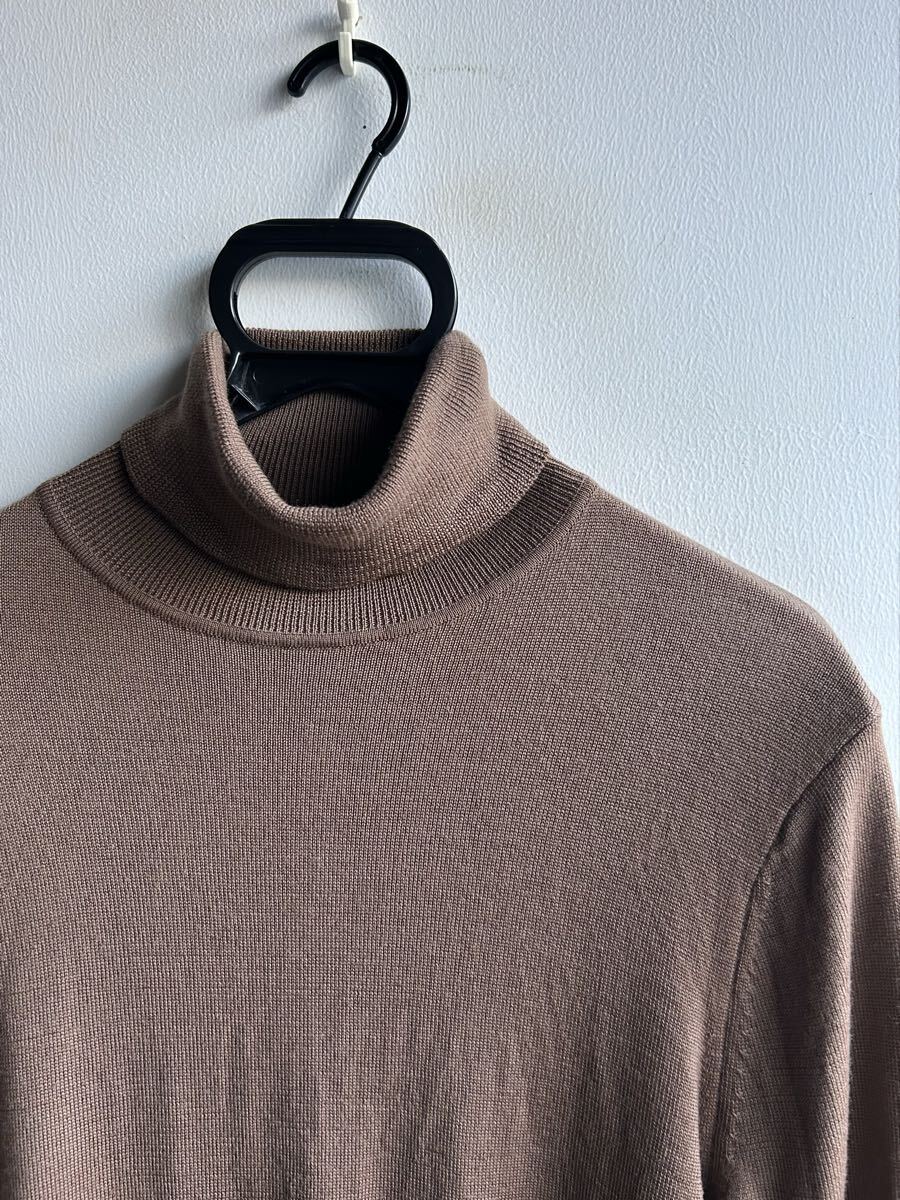 【美品】Marker's Shirt 鎌倉 ニット セーター タートルネック メンズ 46 ブラウン 茶 SUPER140's メリノウール100% 日本製 鎌倉シャツ 拍卖