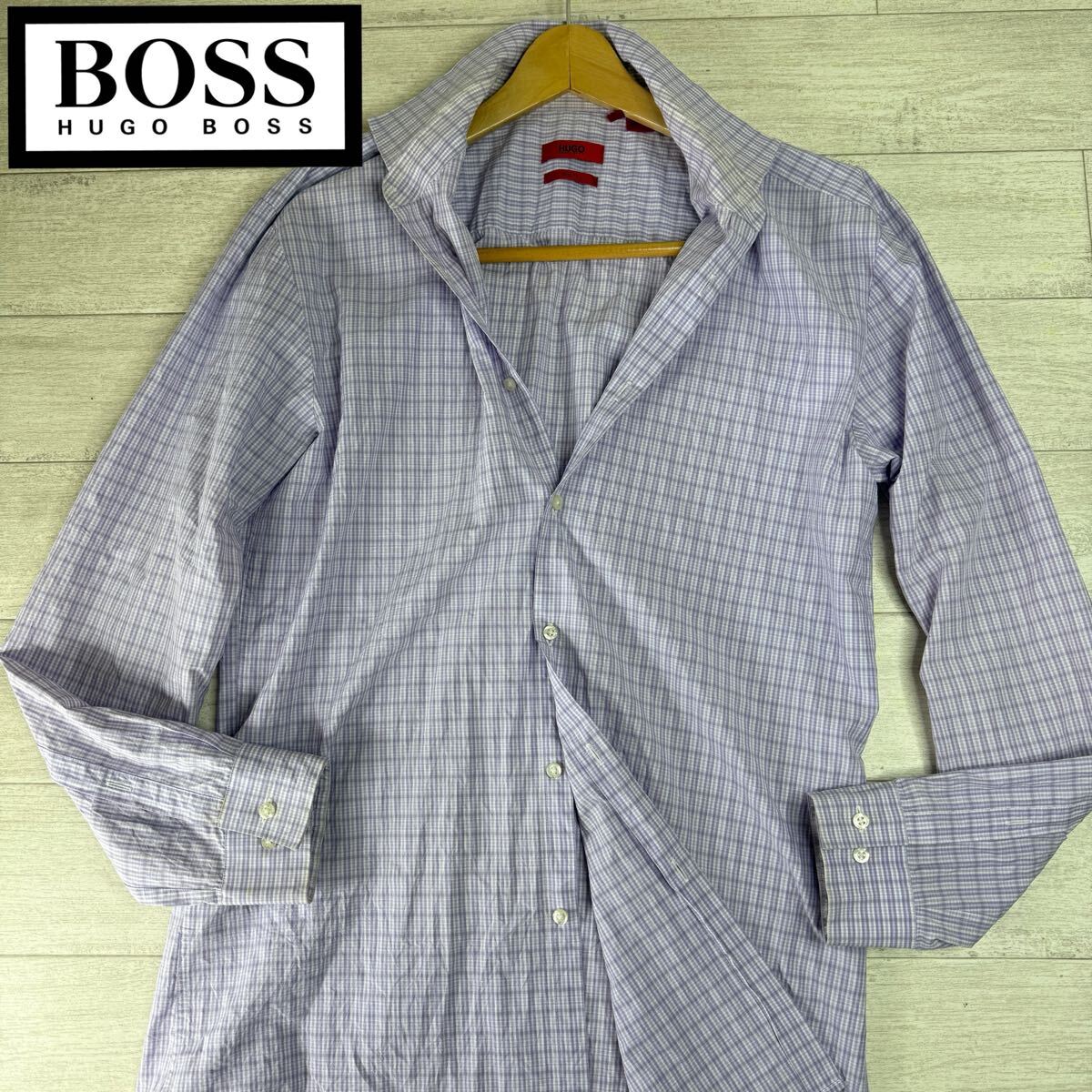 1円〜 HUGO BOSS ヒューゴボス 長袖シャツ トップス カジュアル ドレスシャツ レギュラーカラー サイズ40拍卖