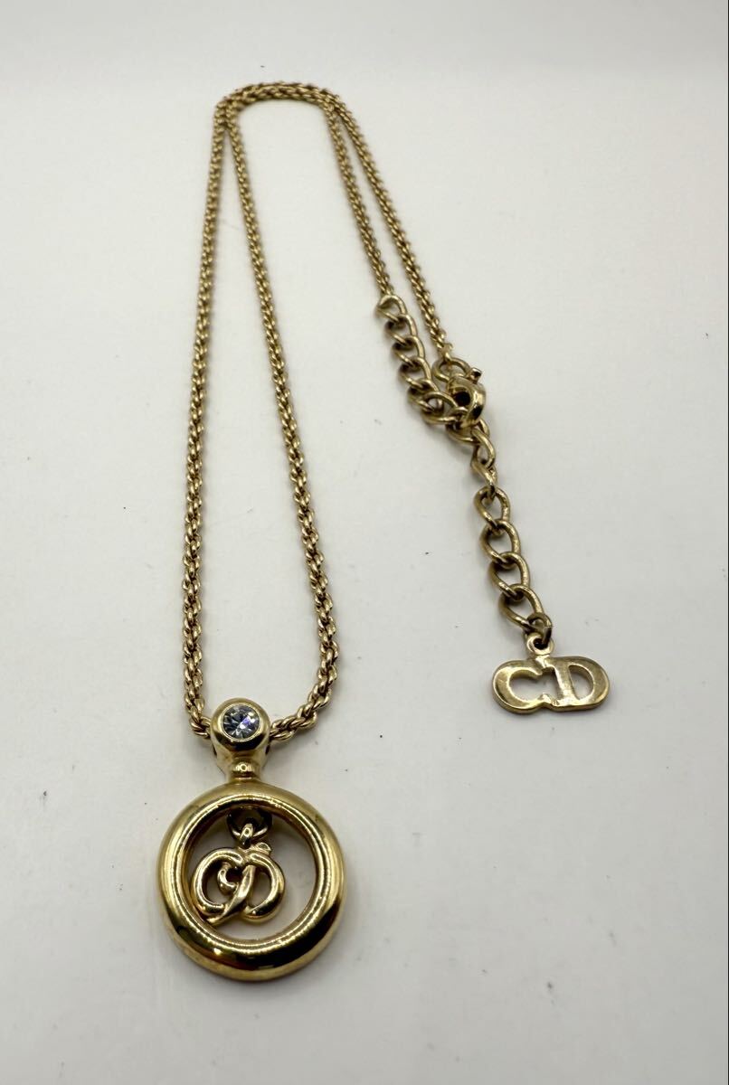 Christian Dior ネックレス ゴールド ラインストーン CDロゴ クリスチャンディオール ヴィンテージ拍卖