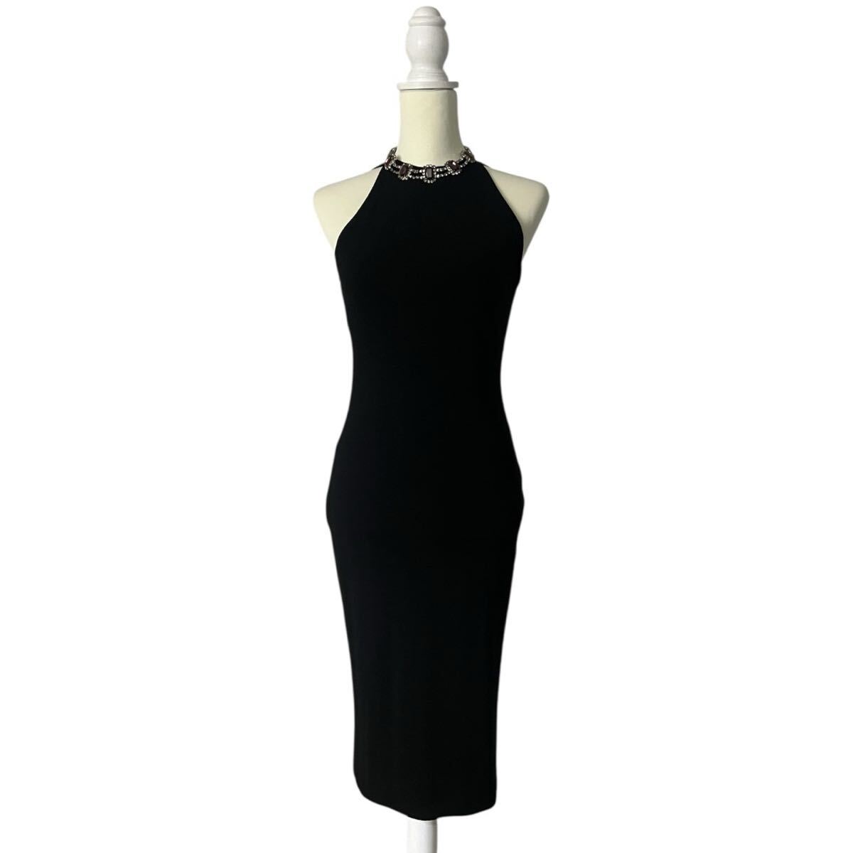 Super rare DOLCE&GABBANA crystal bijou neck long black dress archive collection difficult to obtain 40拍卖