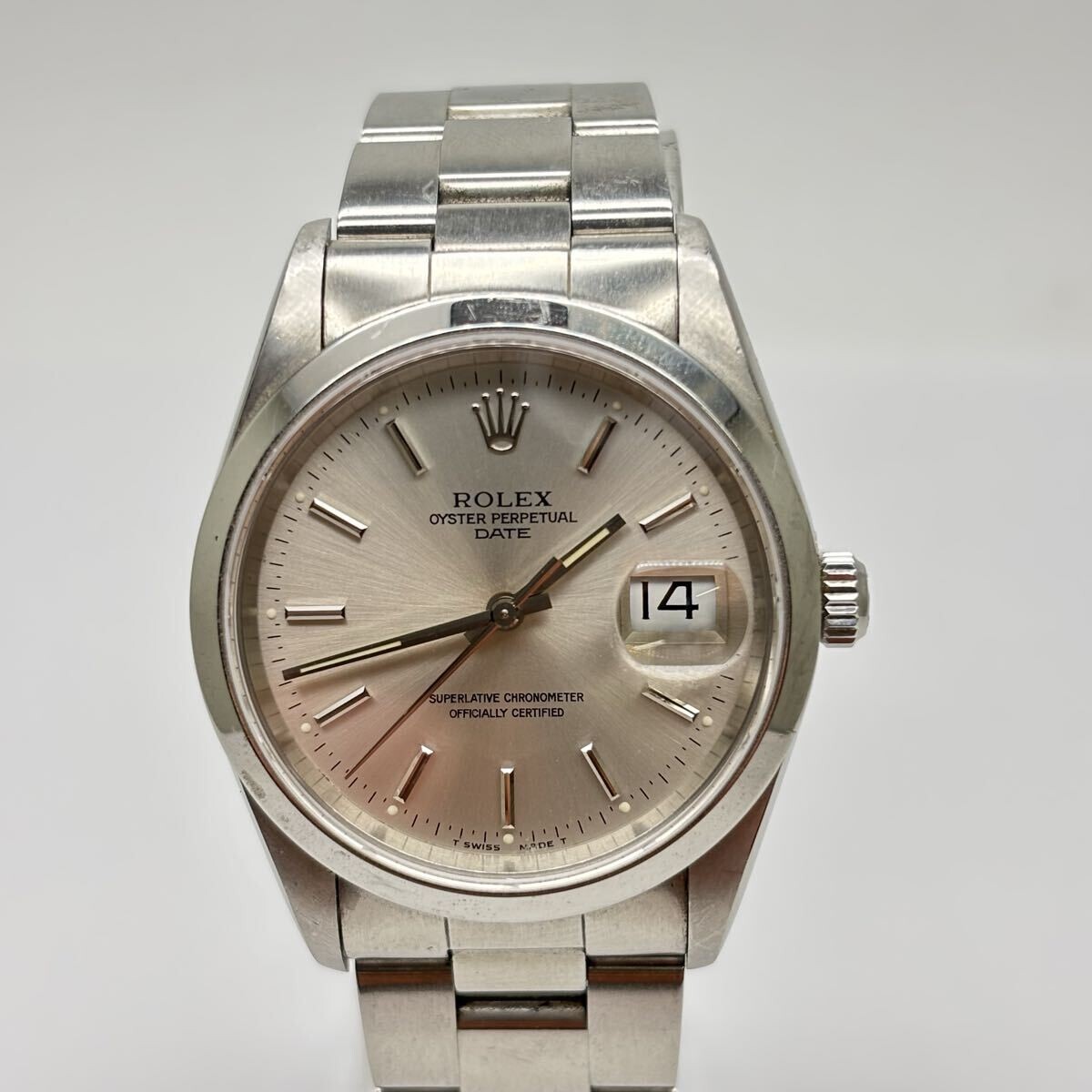 ロレックス オイスターパーペチュアル デイト 15200 シルバー文字盤 U番 中古 メンズ 腕時計 自動巻き メンズ拍卖