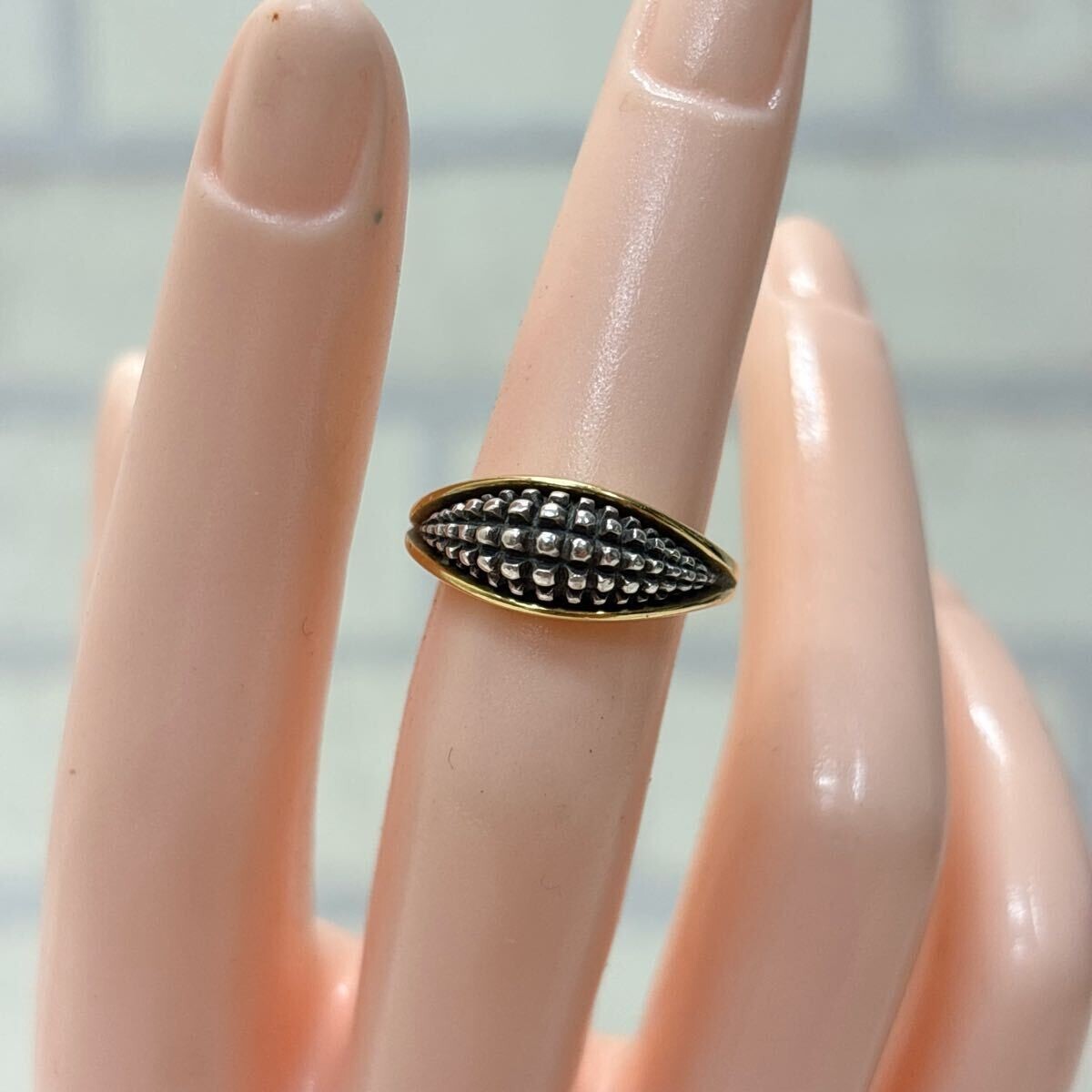 美品 ジョージジェンセン Georg Jensen リング リーネムンテ K18YG SV925 8号 レディース拍卖