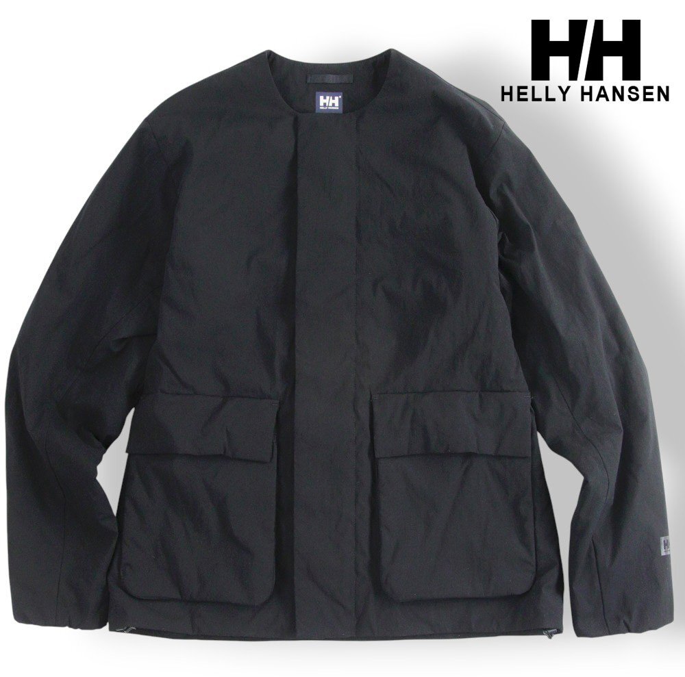 極美品 ヘリーハンセン HOE11867 中綿入り ストレッチ サーモア中綿 ノーカーラ カーディガンジャケット 黒 L【参考価格¥27,500-】拍卖