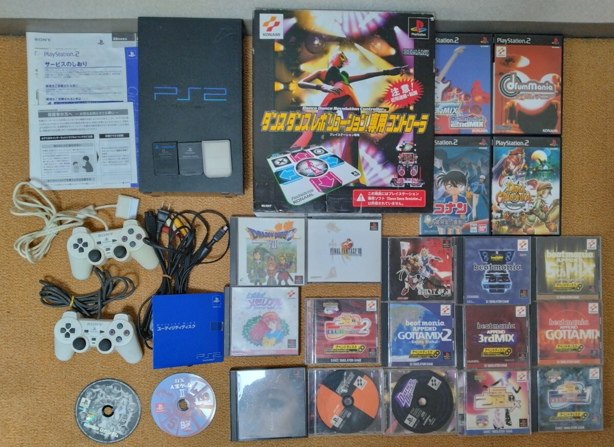 PS2本体セット SCPH-30000 ダンスダンスレボリューション専用コントローラ ときめきメモリアル ビートマニア ギルティ・ギア 夜想曲拍卖