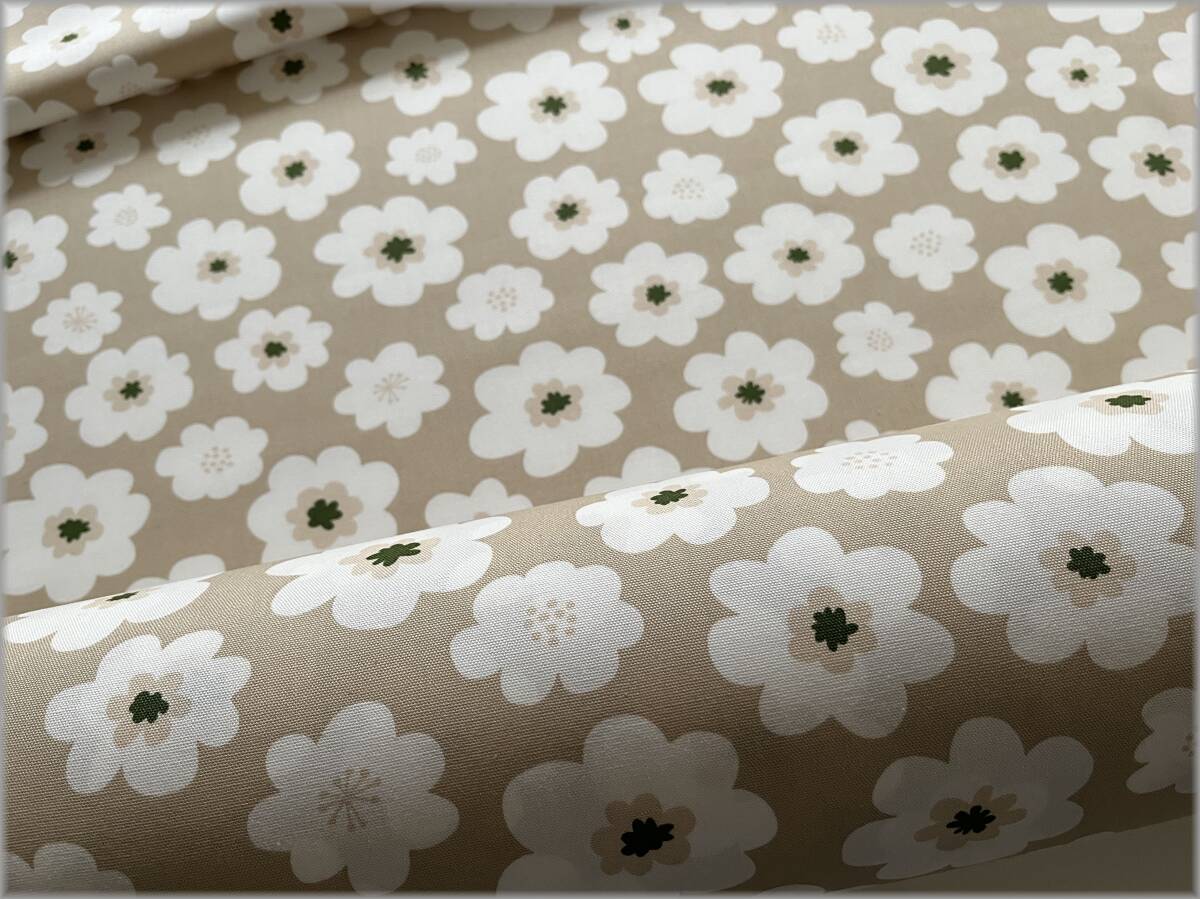 mets★5m*フラワー花柄*milk beige*オックス*コットン*生地2H拍卖
