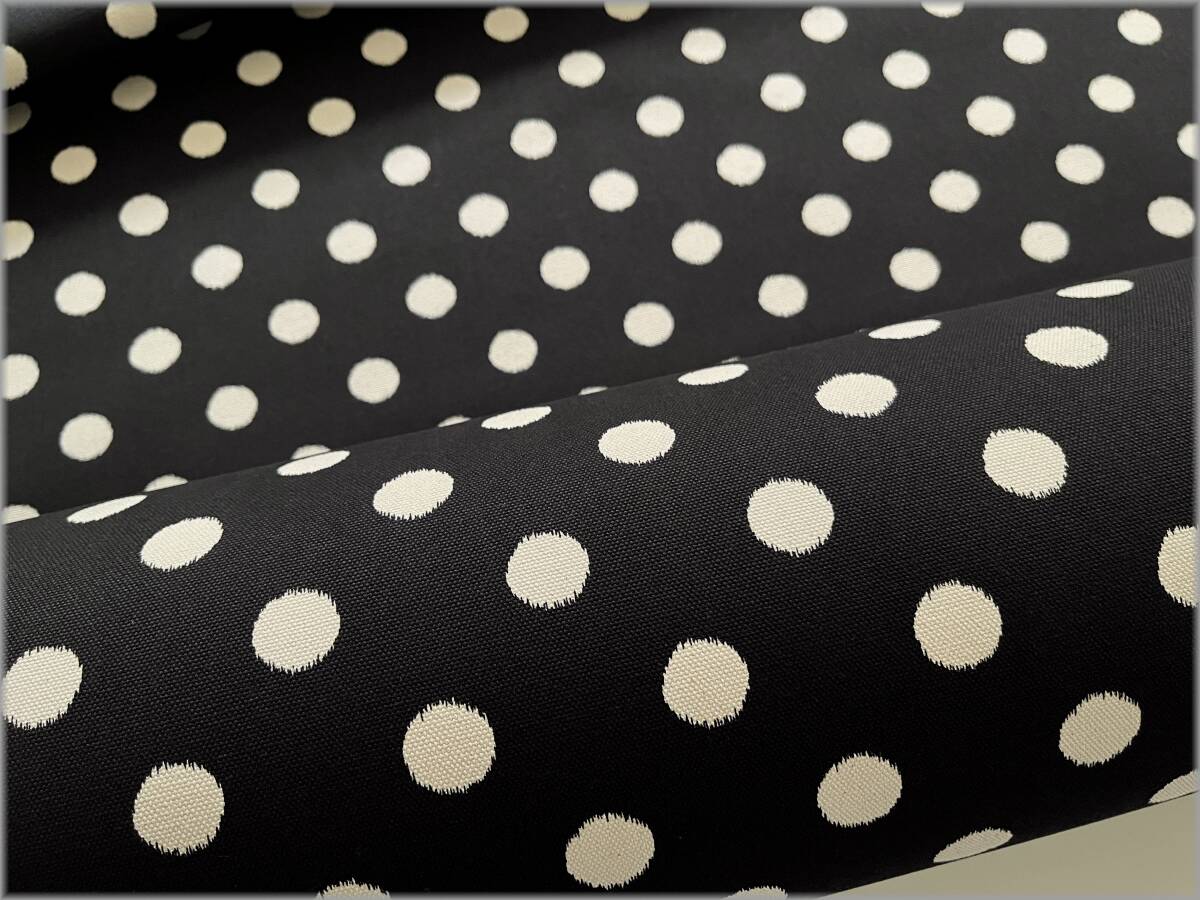 mets★5m*8号帆布*ゆきんこ*黒生成り*和調ドット水玉*コットン1B拍卖
