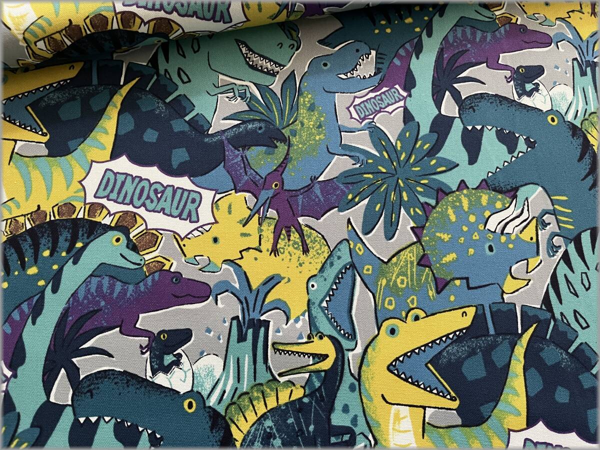 mets★5m*恐竜*powerful animal*オックス*gray*コットン*生地2B拍卖