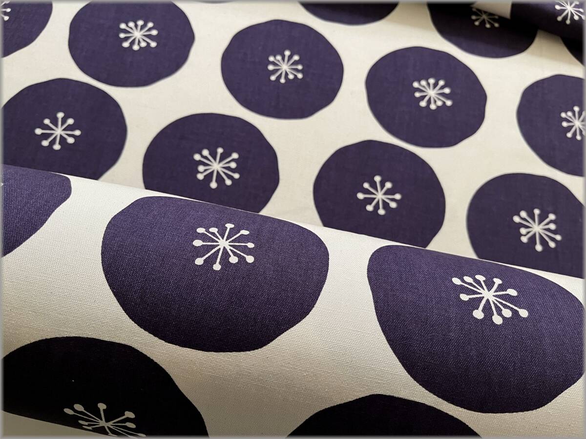 mets★5m*おおきなフラワー*生成りpurple*オックス*コットン*3G拍卖