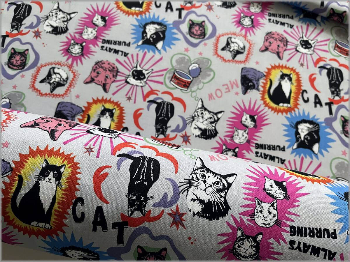 mets★5m*ネコ猫*IN THE POP WORLD*un/no*gray*シーチング*11F拍卖