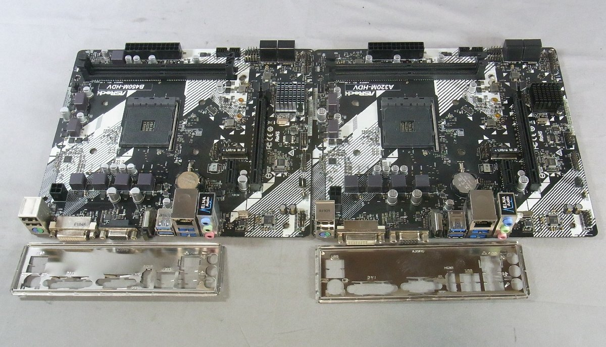 B47185 O-08260 ASRock A320M-HDV SocketAM4 マザーボード 2枚セット ジャンク拍卖