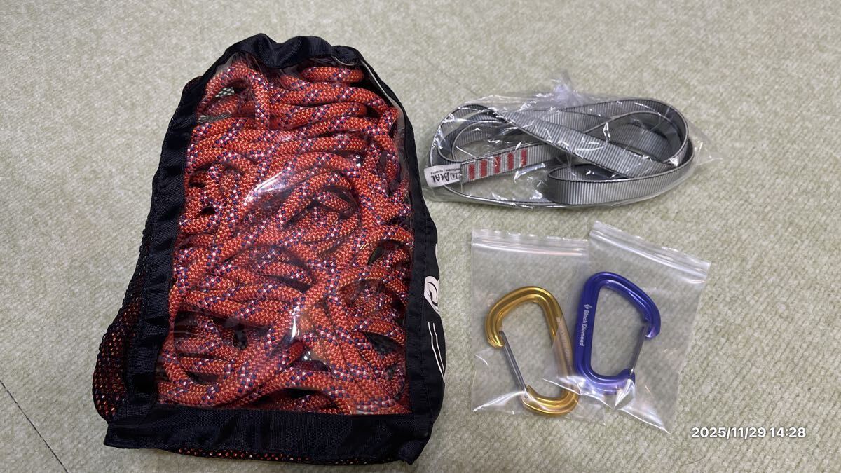 登山 ロープ10m、カラビナ、スリング セット拍卖
