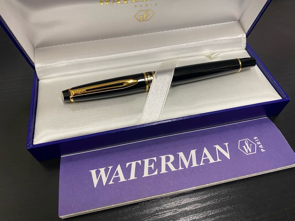 【美品】WATERMAN ウォーターマン ボールペン 筆記用具 ブラック 文房具 キャップ式 箱付き パリ 拍卖