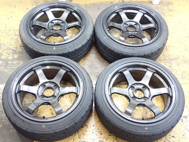 RAYSレイズ VolkRacingボルクレーシング TE37/SONIC 15インチ 7J+25 PCD100 4H 4本 良品 タイヤPOTENZA RE003 165/50R15 軽自動車 拍卖