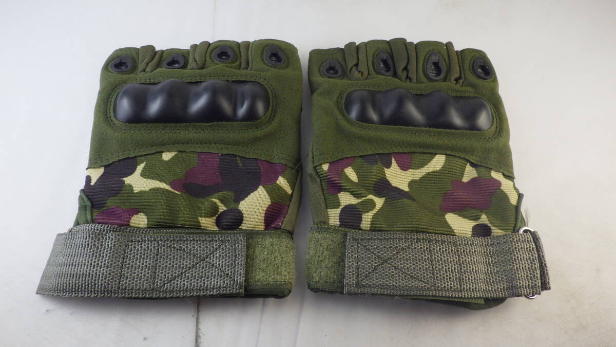 【新品】ハーフフィンガータクティカルグローブ ウッドランド L(20-21cm)拍卖