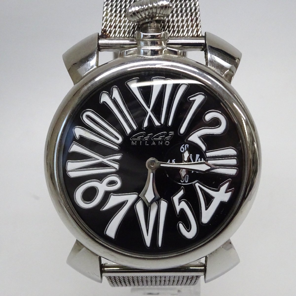 1円開始◆稼働◆ ガガミラノ ブラック クオーツ メンズ 腕時計 AC44304拍卖