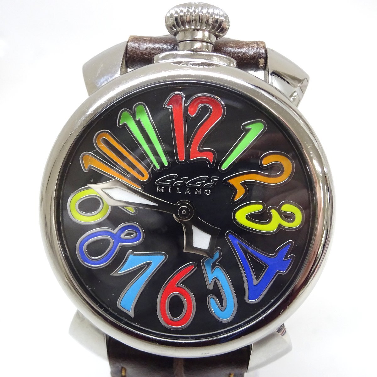 1円開始◆稼働◆ ガガミラノ ブラック クオーツ メンズ 腕時計 AC46203拍卖