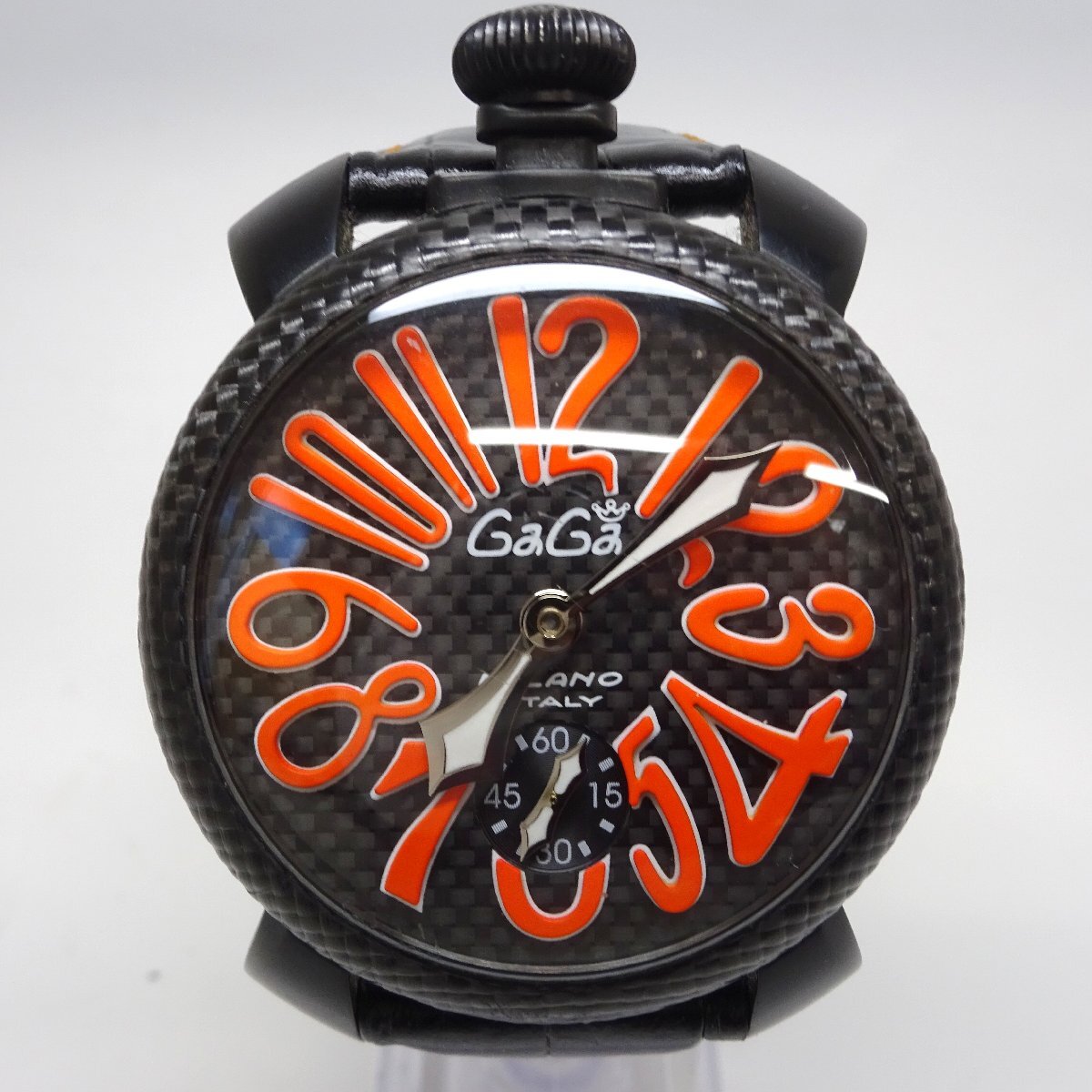 1円開始◆稼働◆ ガガミラノ N.1959 ブラック 手巻き メンズ 腕時計 AC45004拍卖