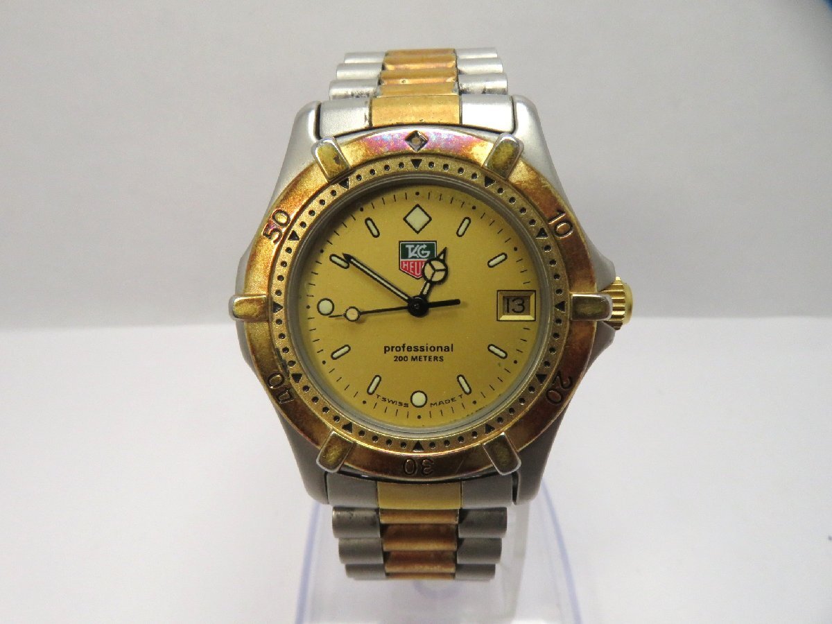 1円開始◆稼働◆ タグホイヤー 964.013F-2 ゴールド クオーツ ユニセックス 腕時計 AD01301拍卖