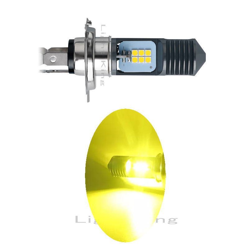 H4 Hi Lo イエロー 黄色 ポン付 バイク 12LEDチップ ヘッドライト 明るさ300%UP ZXR750/ZZR1100/ZZR600/ZZR1200/エリミネータ750拍卖