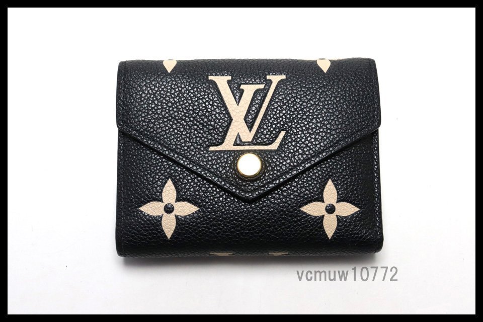 RFIDタグ近年希少美中古■ルイヴィトン モノグラムアンプラント ポルトフォイユヴィクトリーヌ バイカラー 3つ折り財布■1113jp270-5D拍卖