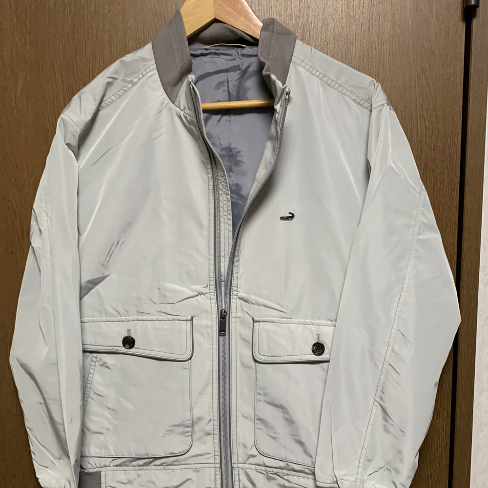 M【Crocodile|ジャンパー】クロコダイル シルバー系 薄手 ポリスエステル 100% ブルゾン スイングトップ拍卖