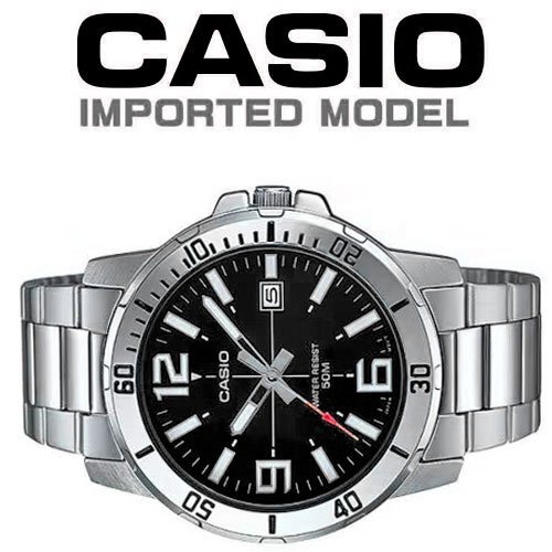 新品 逆輸入カシオ最新作 精悍ブラックメタリック 50m防水 腕時計 未使用 CASIO メンズ 激レア日本未発売拍卖