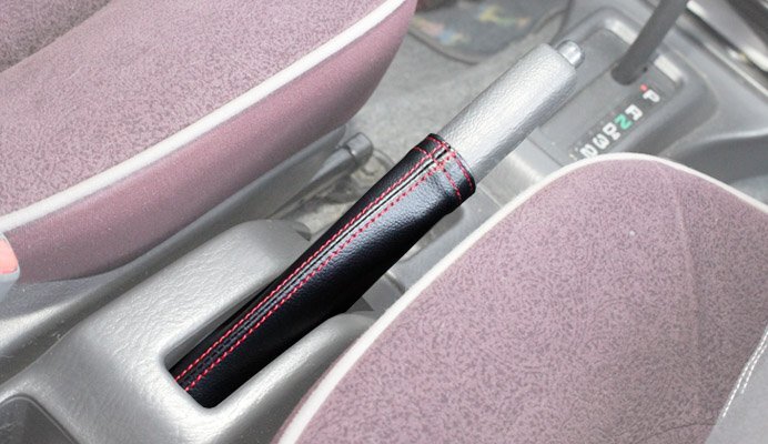 Spiegel シュピーゲル サイドブレーキブーツカバー ブラック×レッドステッチ ミラジーノ L700S拍卖