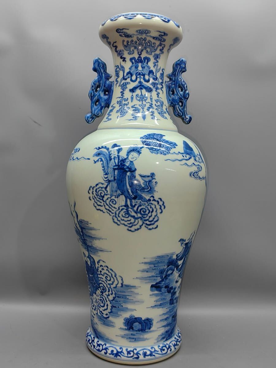 【萬古】中国古美術 清代 清朝期 古玩 青花 花瓶 花入 骨董品 唐物 時代物 当時物 置物 gt25拍卖