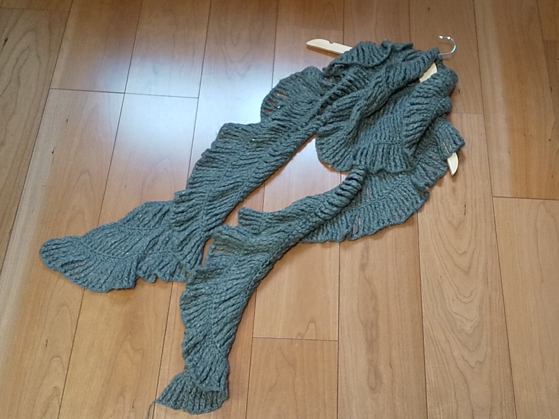 レディース ロングマフラー モスグリーン系 ラメ入り 拍卖