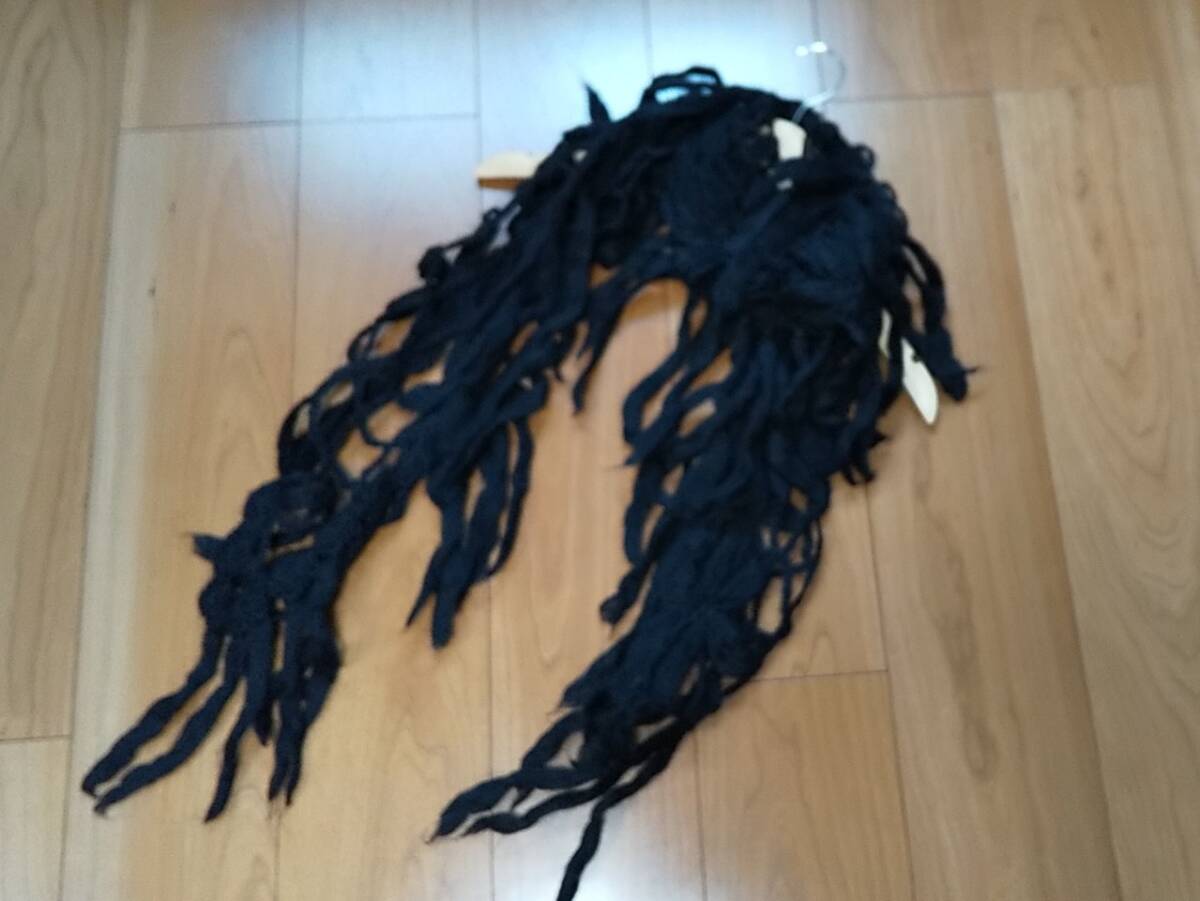 レディース ストールマフラー 黒 フラワーモチーフ拍卖