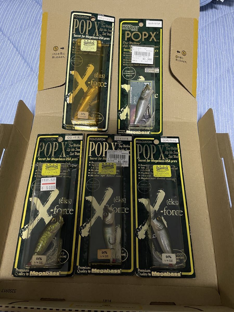 Megabass POP-X 11 ポップX GGバス GGオイカワ♂ GGサンフィッシュ GGピーコック オールドメガバス 旧パッケージ 2001GGオイカワ♂拍卖