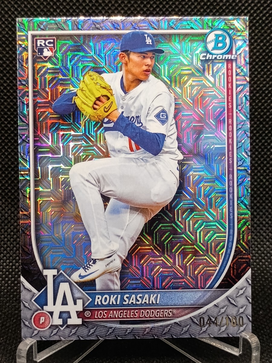 佐々木朗希 100枚限定 スチールメタルメガ 【2025 TOPPS BOWMAN CHROME MEGA BOX BASEBALL #12 ROKI SASAKI STEEL METAL MEGA REFRACTOR】拍卖