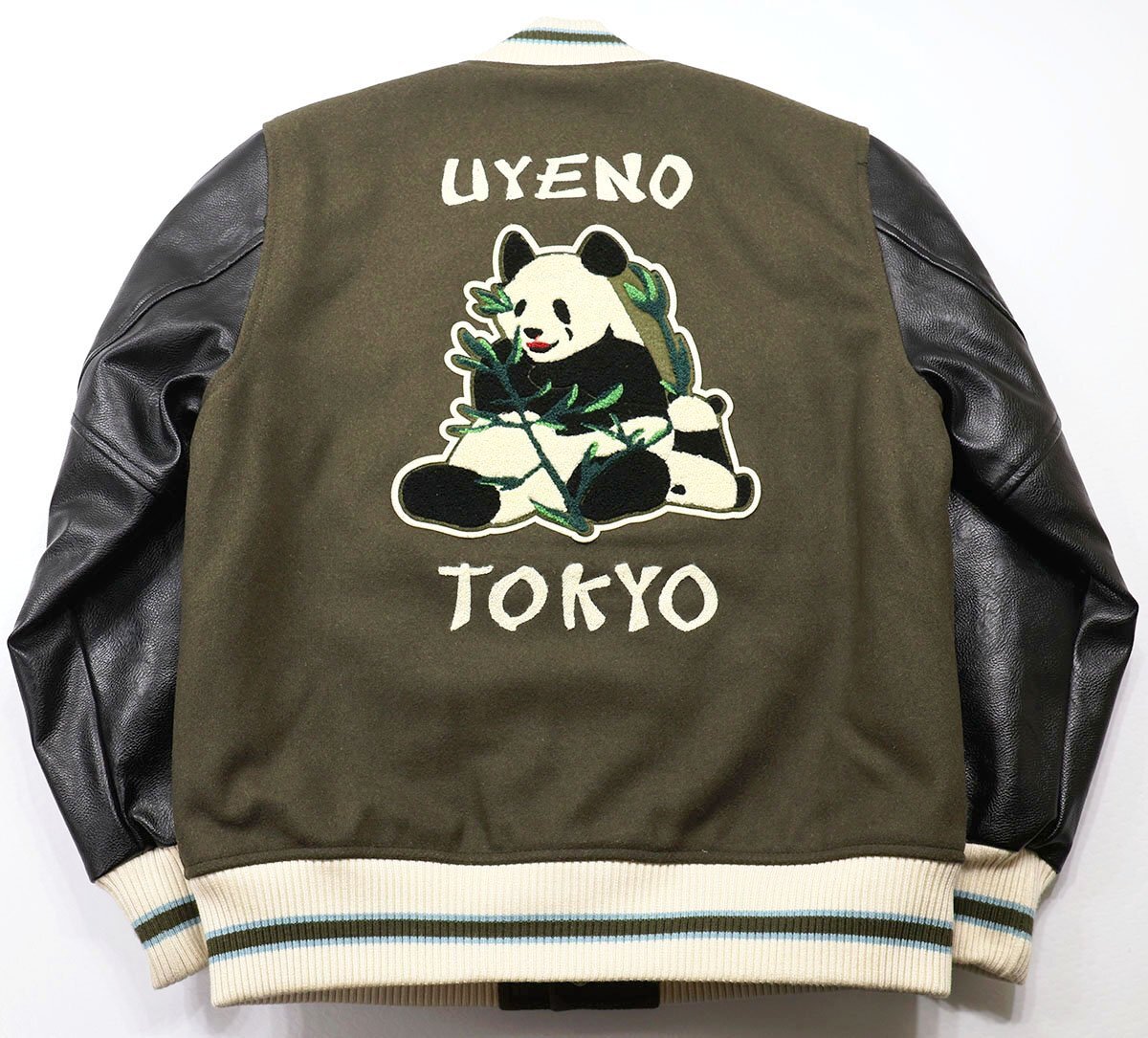 HOUSTON (ヒューストン) MELTON AWARD JACKET - PANDA - / メルトンアワードジャケット #51283 美品 オリーブ size M / スタジャン拍卖