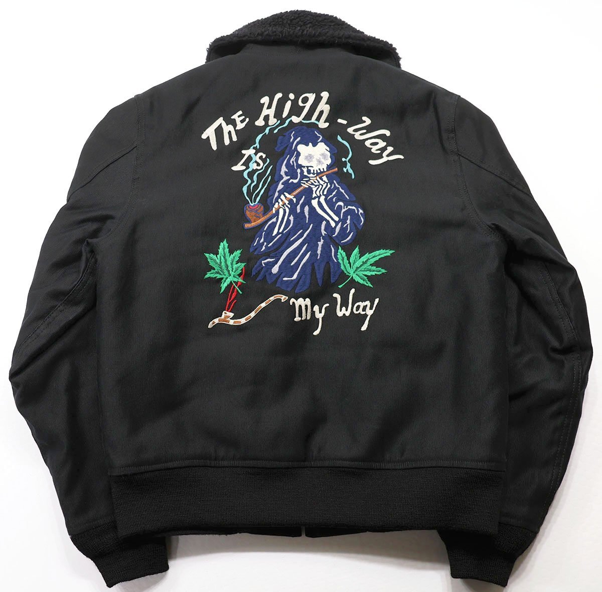 MWS (エムダブルエス) Custom Boa Jacket - The High-Way Is My Way - / カスタム ボアジャケット ブラック size M / デッキジャケット拍卖