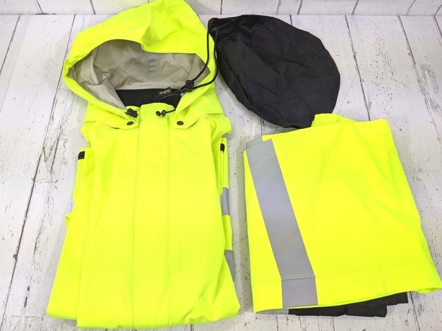 【4yt251】レインウエア レインベルデN ゴアテックス 高視認仕様 上下セット 蛍光イエロー Mサイズ 未使用/訳アリ◆m95拍卖