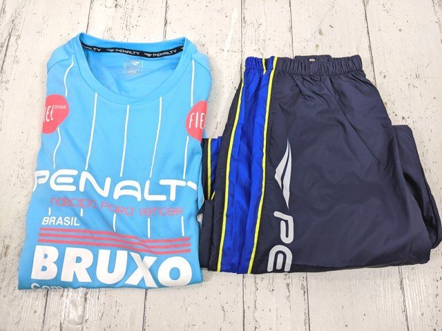 【8yt216】サッカー フットサルウエア PENALTY ペナルティ 半袖シャツ+長袖ジャージパンツ Lサイズ♪拍卖