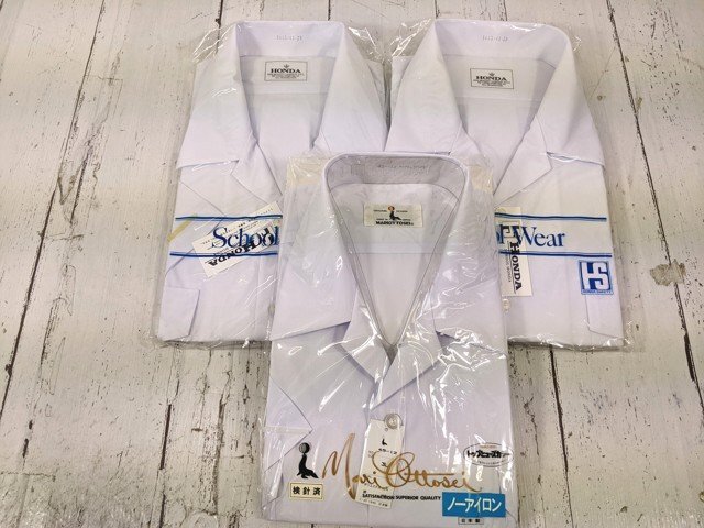 【6yt232】中学校 高校 男子用学生服 制服 MARIOTTOSEI 半袖開衿シャツ 3L◆HONDA 白 サイズ:180S◆未使用◆Z86♪拍卖