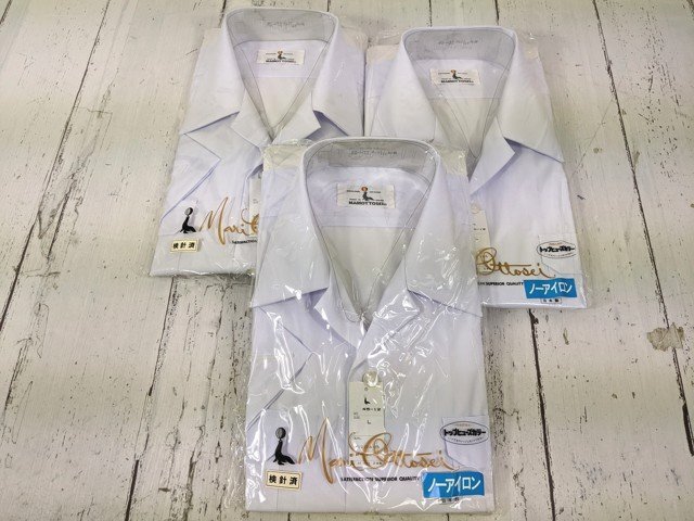 【6yt228】中学校 高校 男子用学生服 制服 MARIOTTOSEI 半袖開衿シャツ 両胸ポケット×3点 白 サイズ:L 未使用◆Z86♪拍卖