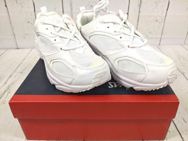 【9yt041】通学靴 スニーカー シューズ SPALDING スポルディング JN-239 ホワイト サイズ:25.5EEEE 未使用♪拍卖