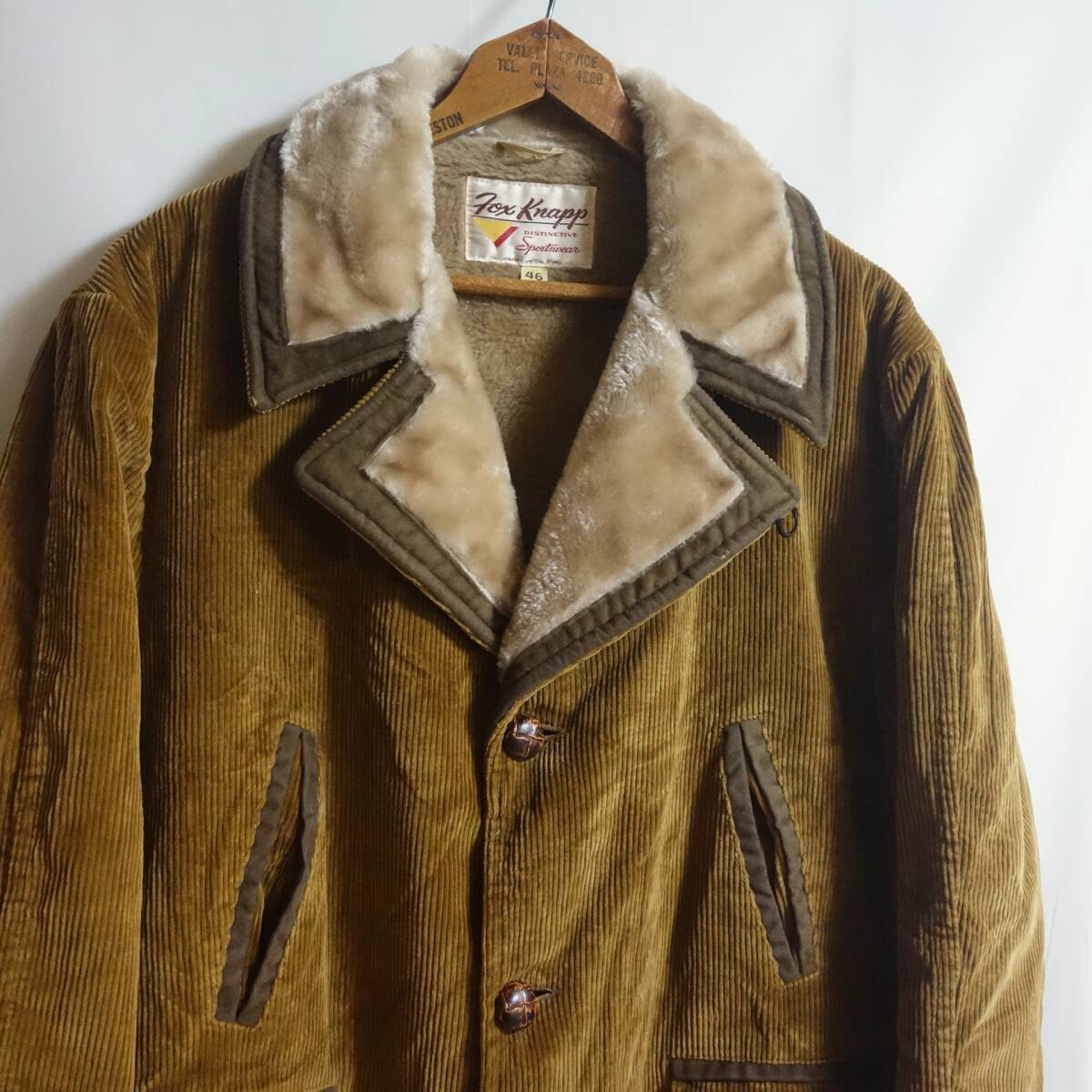 【60's FOX KNAPP 裏ボア コーデュロイ ランチコート 46】ユニオンチケット ビンテージ 拍卖