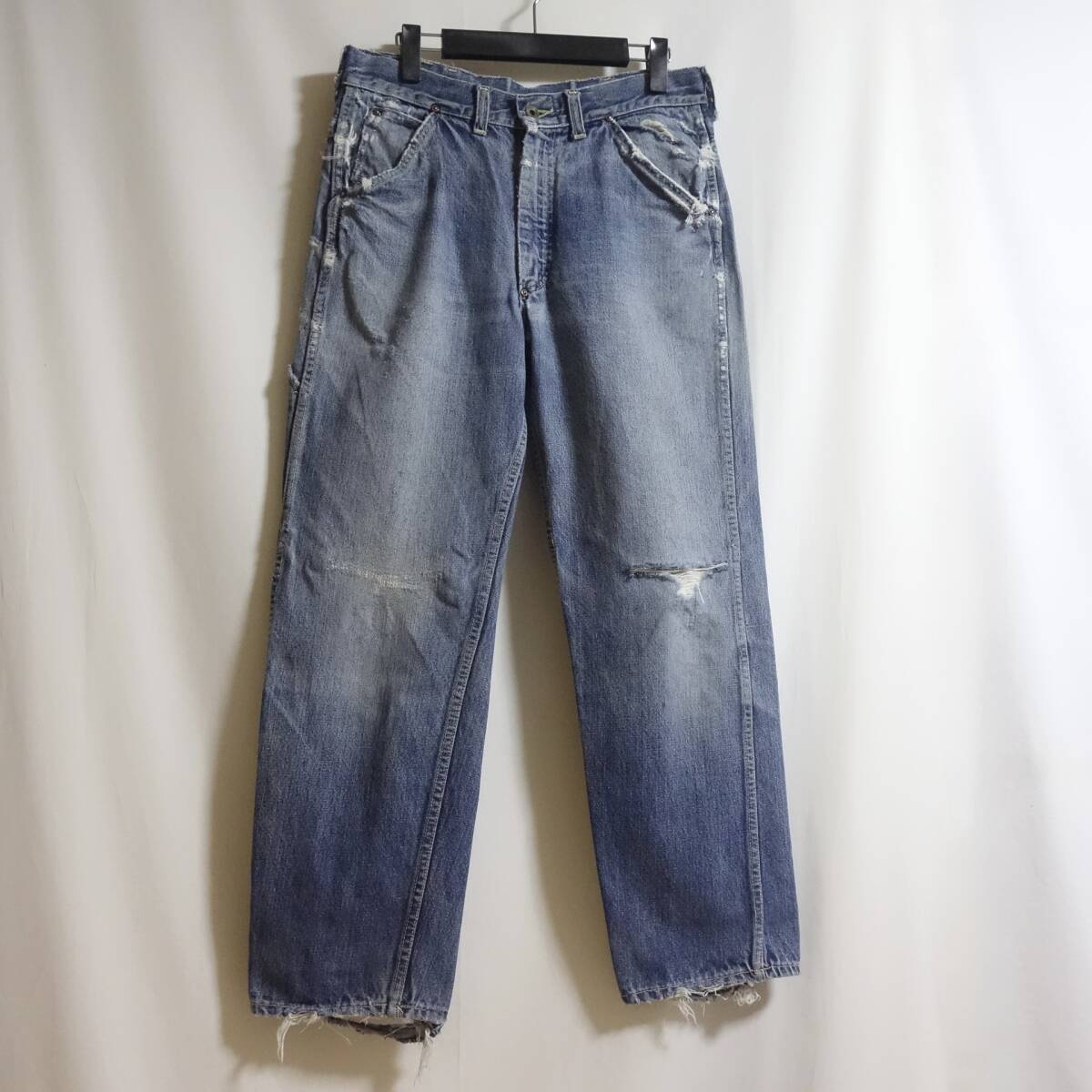 【70's USA製 Lee BOSS OF THE ROAD 77 デニム ロガーパンツ W32】ビンテージ TALON42 グランジ ペインター ワーク拍卖