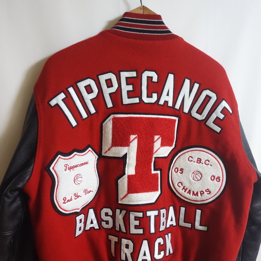 【00's USA製 Holloway 袖革 スタジャン M(実寸L〜XL)】ビンテージ 袖レザー フルデコ セミデコ ホロウェイ拍卖