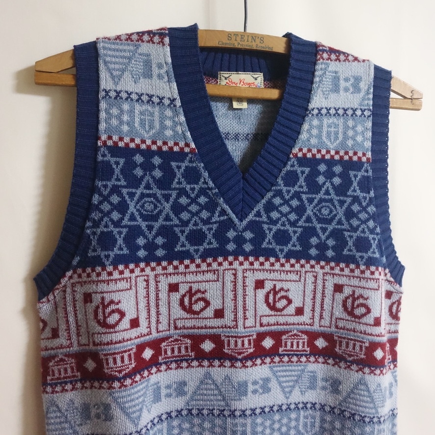 【Dry Bones ドライボーンズ ジャガード ニットベスト 38(M)】フリーメイソン 秘密結社 フェアアイル ビンテージ復刻拍卖