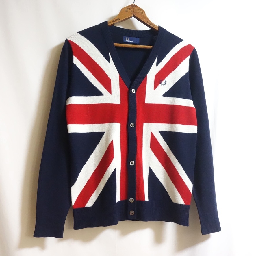 【BEAMS別注 FRED PERRY フレッドペリー ユニオンジャック カーディガン M】FZ3051 モッズルックに拍卖