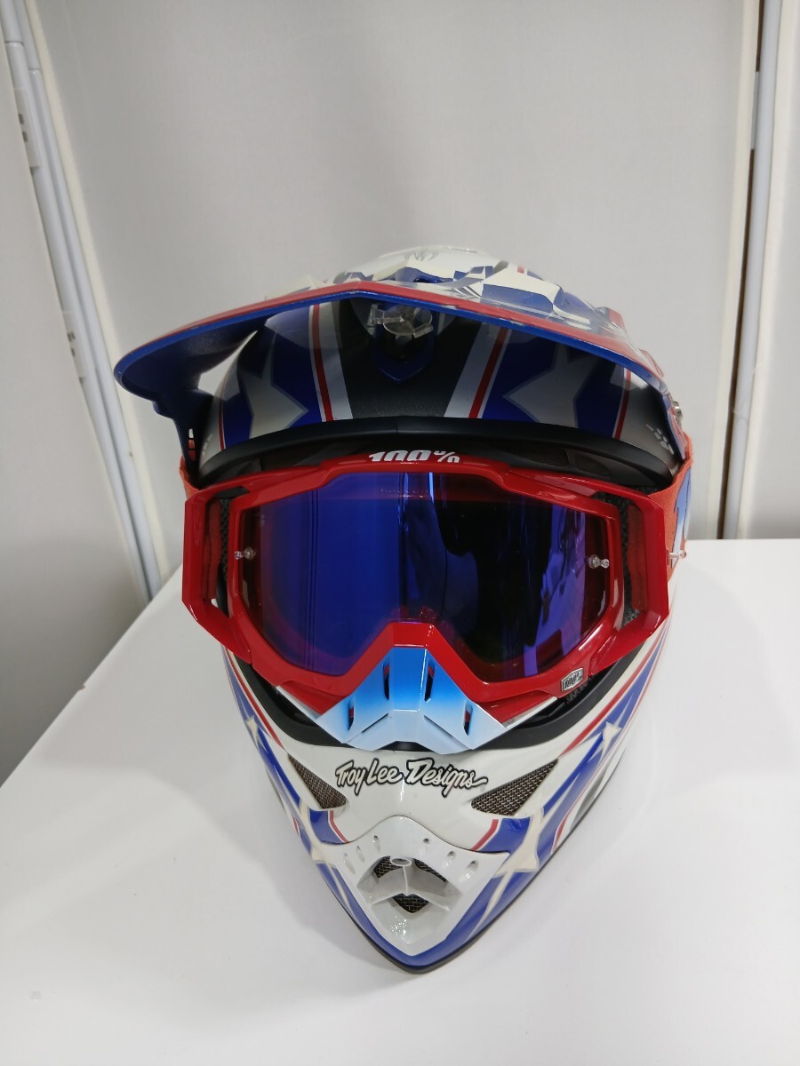 #837 Troy Lee Designs オフロードヘルメット M ゴーグル付き 100% トロイリー デザイン/和歌山県にて引き取り大歓迎拍卖