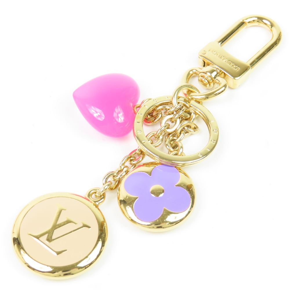 204227★1円スタート★LOUIS VUITTON ヴィトン 極美品 22年 LVエネーモード M00819 ハート フラワー 花 キーリング バッグチャーム拍卖