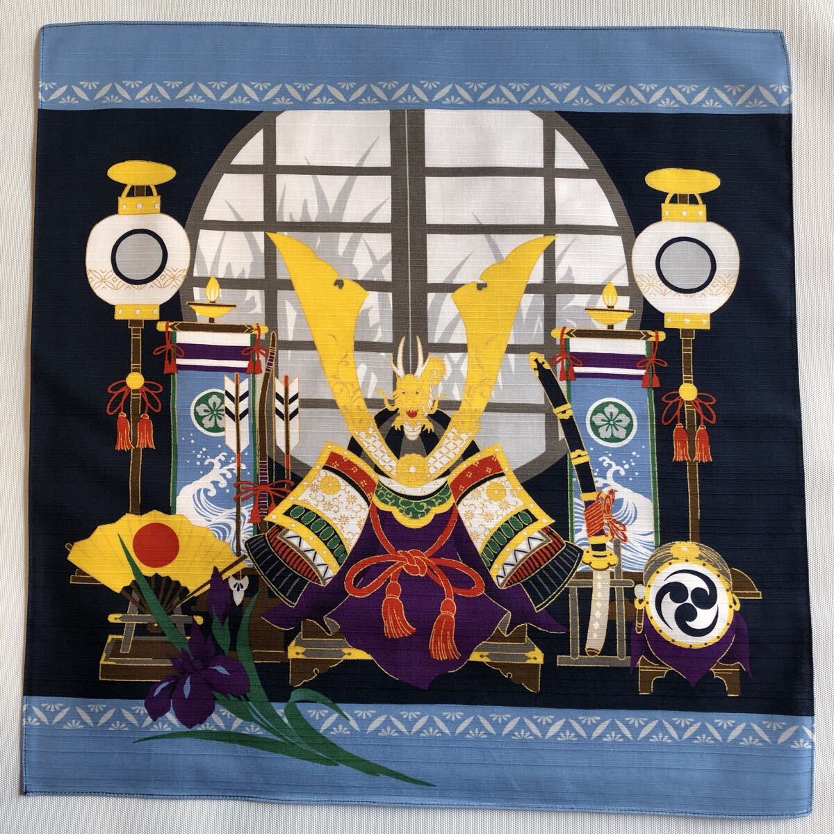 風呂敷 端午の節句 チーフ 季節の小風呂敷 約50x50㎝ 五月飾り 子どもの日 兜 五月人形 季節タペストリー拍卖